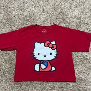 Hello Kitty Red Classic Character Print Cropped T-Shirt